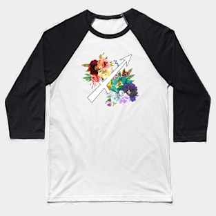 Sagittarius Horoscope Zodiac Rainbow Flowers Design Baseball T-Shirt